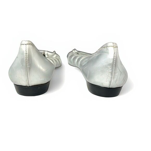 VTG Vaneli Silver Quilted Leather Ballet Flats Size 9.5 Made in Italy - Picture 5 of 7